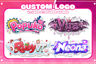 design and custom kawaii logo for vtuber and twitch streamers