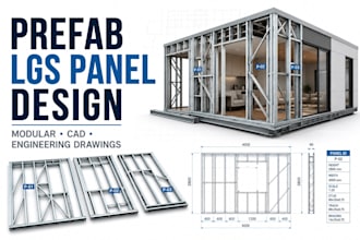 design prefab modular lgs framing panels for manufacturing
