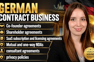 draft founder agreements, saas contracts, and ndas complaint with german law