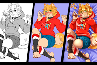draw stylized furry and human character sketches