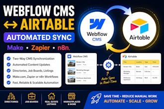 sync webflow cms with airtable using make, zapier or n8n webflow cm airable