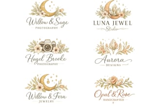 design a feminine boho logo for photographers and jewelry brands