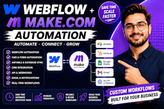 build webflow make com automation workflows and business process automation
