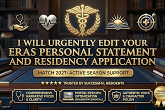 urgently edit your eras personal statement and residency application for impact