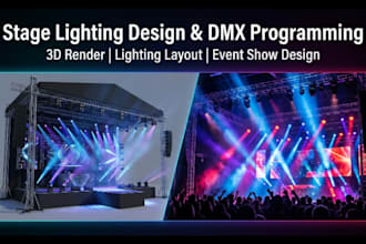 create stage lighting render dmx programming lighting layout for your event show