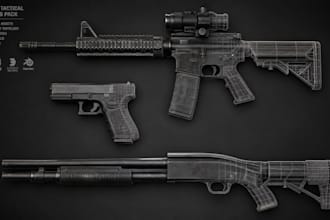 do 3d weapon modelling model retopology weapon model fix for clean game assets