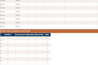 create a professional retail staff roster and daily operations planner