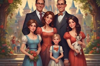 design a professional disney family portrait