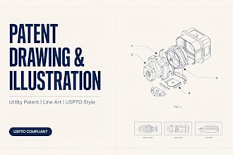 patent drawing, patent illustration for utility patent and line art