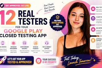 provide 12 testers or 25 testers for google play closed testing app