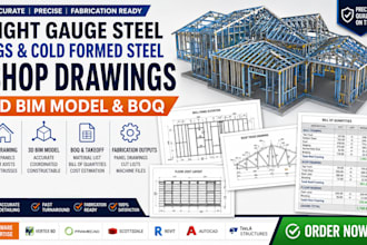 light gauge steel lgs and cold formed steel cfs shop drawings bim model and boq