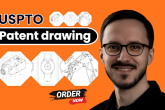 draw uspto professional patent drawing and 2d technical drawing or line art