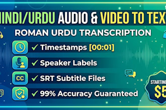 do fast roman urdu transcription of hindi urdu audio video