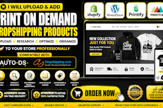 add upload droshpping print on demand pod product to wordpress shopify printify