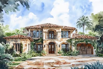 create hand painted homes and buildings in watercolor