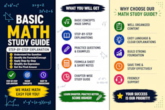 create math study guides and step by step written explanations