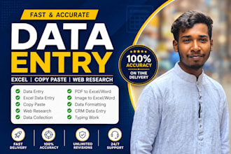 do data entry, copy paste, web research, excel, and CRM data entry