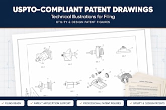 create uspto compliant patent drawing and technical illustration for filing