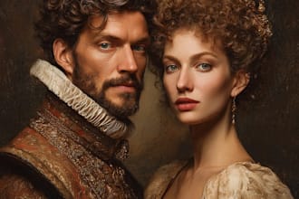 create royal and renaissance portraits of king and queen