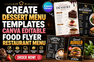 create dessert menu templates canva editable food flyer restaurant menu
