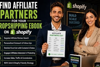 find affiliate partners for your dropshipping ebook on shopify