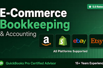 do ecommerce bookkeeping for amazon, shopify ebay and etsy
