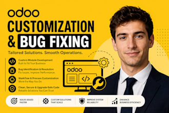 develop custom odoo modules, customization, bug fixing and technical support