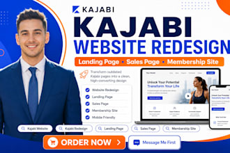 redesign kajabi website landing page sales page membership website