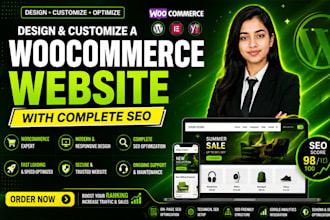 design and customize a woocommerce website with SEO