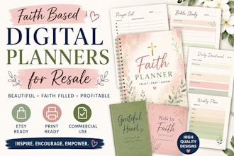 design faith based digital planners for resale