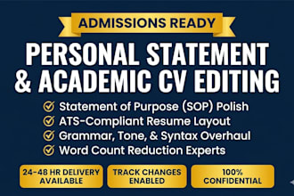 review and edit your personal statement and academic resume
