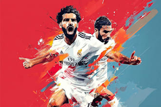 draw manual vector illustration football or sports players