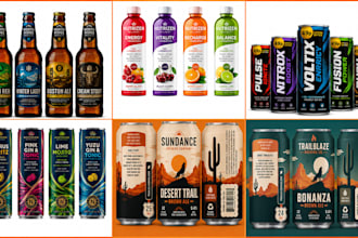 do product label design for beer, can, energy drink,soda