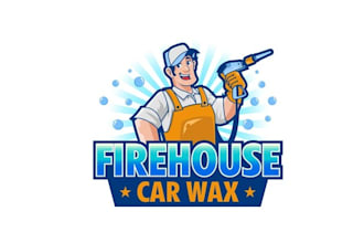 design mascot firehouse car wax service logo