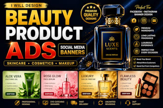 design stunning beauty product banners and mockups