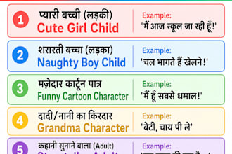 record child or cartoon voiceovers in hindi or punjabi