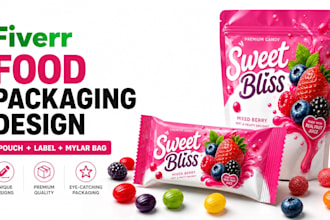 design premium food candy packaging label pouch and mylar bag
