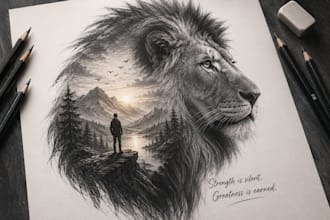 create stunning double exposure animal portrait art