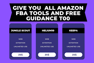 give you shared basd helium 10 keepa  jungle scout grimmerly