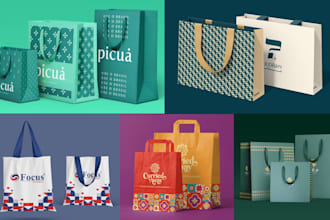 design luxury shopping bags, gift bags, canvas tote bags, and arabic paper pouch
