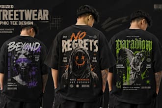 make custom y2k streetwear graphic tee designs for clothing brands