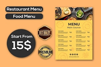 design amazing restaurant menu and food menu