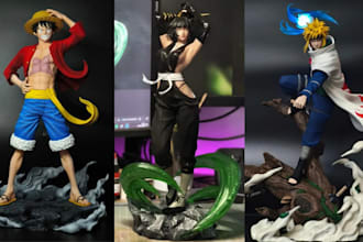 3d print and paint action figure anime figure statue figurine stl resin printing
