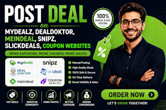 post deal on mydealz, dealdoktor, meindeal, snipz, slickdeals, coupon websites