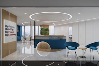 create 3d office interior photorealistic rendering