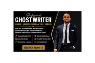 ghostwrite a professional book, memoir, biography, or ebook