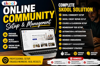setup skool online community skool credit repair setup skool community manager