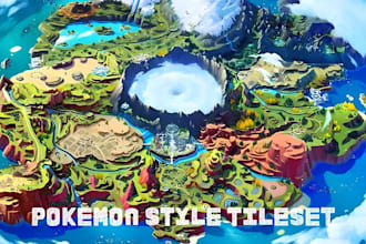 create pokemon style pixel tileset overworld maps and rpg game assets
