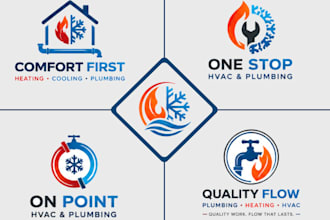 design plumbing heating oil gas air conditioning hvac logo