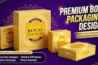 design a custom product box, mailer box packaging with dieline and 3d mockup